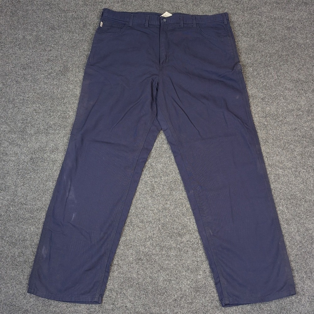 Carhartt FR Flame Resistant Canvas Carpenter Jeans Navy Blue 44x34 FRB159 DNY